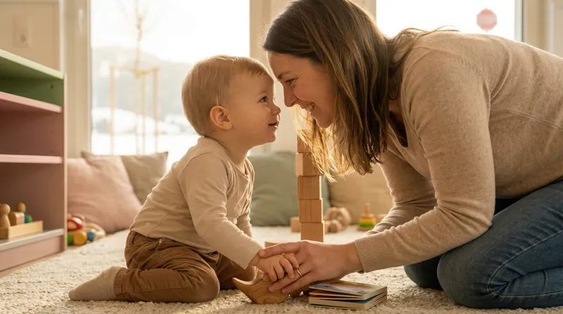 Moment de complicité entre une maman et son tout-petit à l'accueil parent-enfant de Ste-Croix